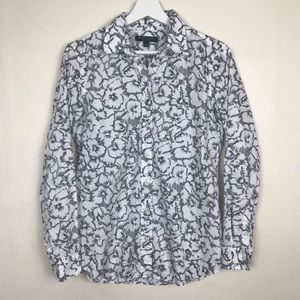 Banana Republic Floral Dillon Shirt Black White S